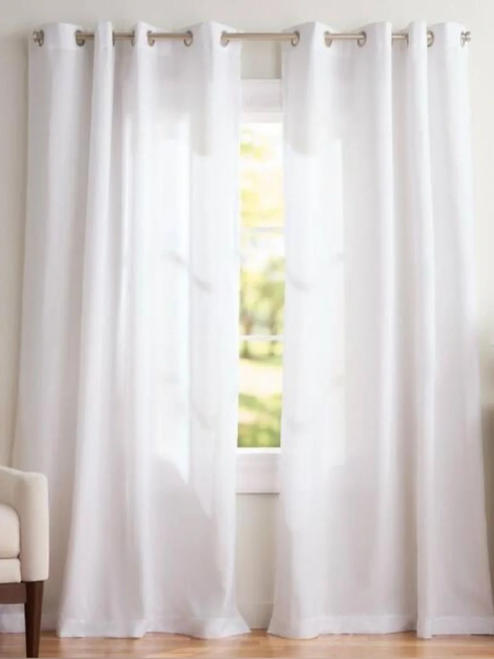 Loha Winter White Solid Light Filtering Curtain, 54 in. W x 108 inL